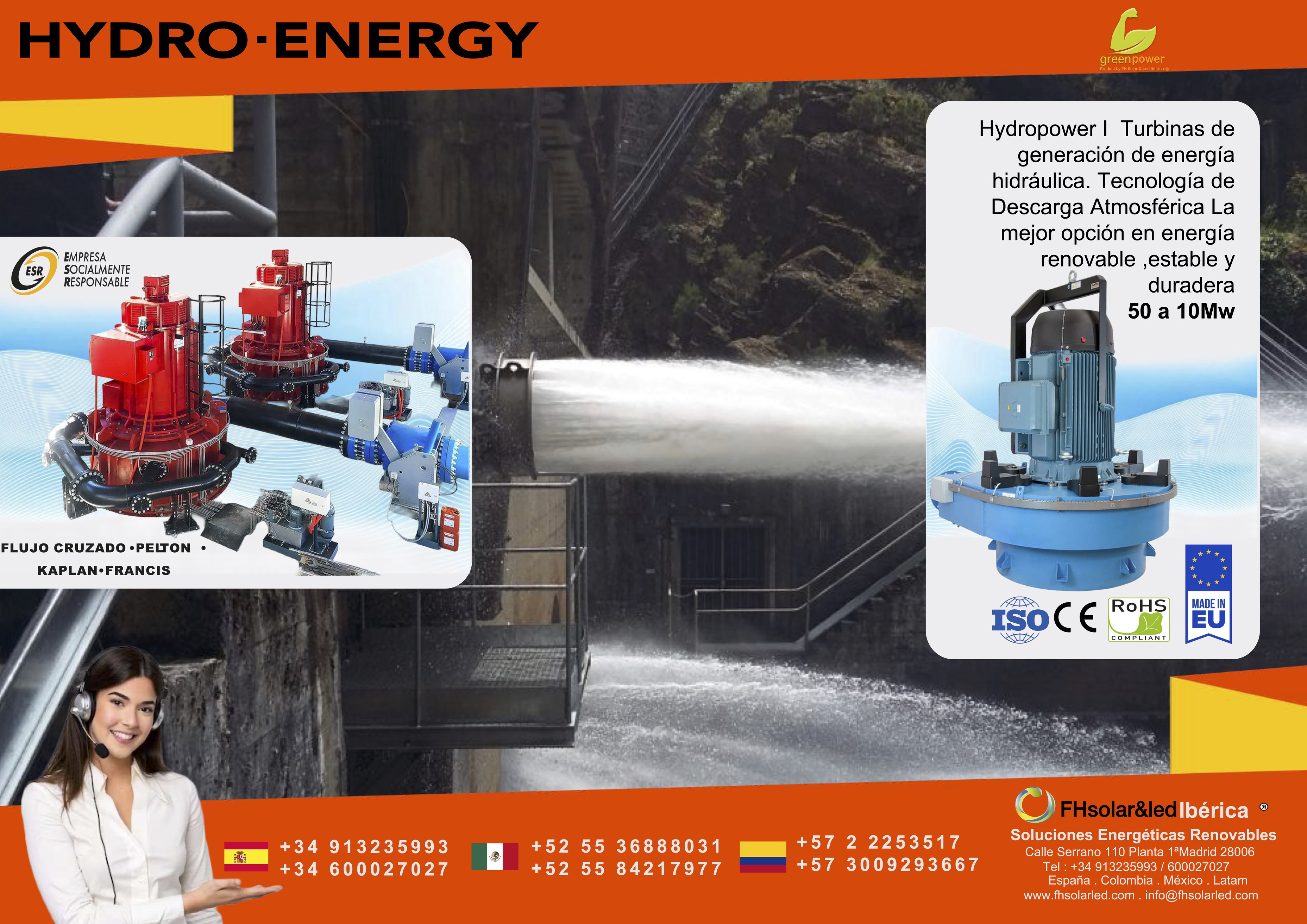 TURBINAS DE GENERACIÓN DE ENERGÍA HIDRÁULICA  O MINICENTRALES HIDRÁULICAS DE GENERACIÓN DE ENERGÍA 