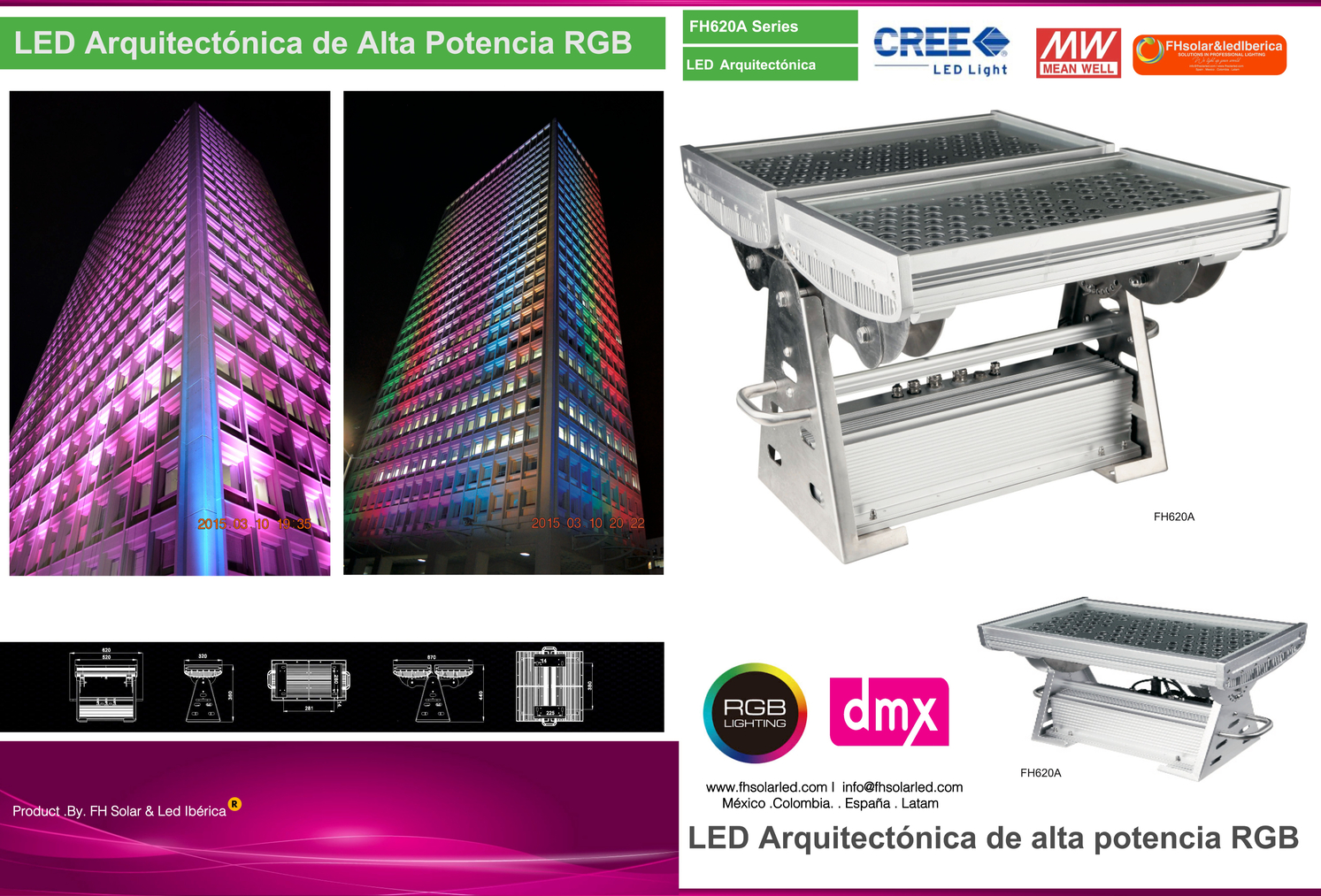 RGB , LUCES LED ARQUITECTÓNICAS DE ALTA POTENCIA , CONTROL DMX
