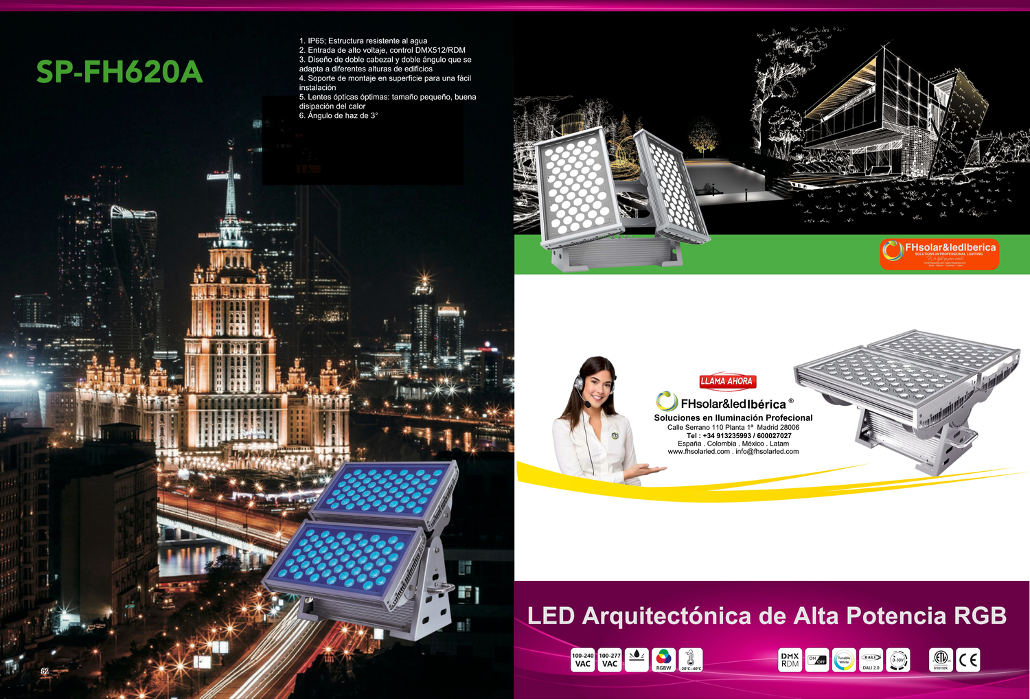 RGB , LUCES LED ARQUITECTÓNICAS DE ALTA POTENCIA  , CONTROL DMX 2