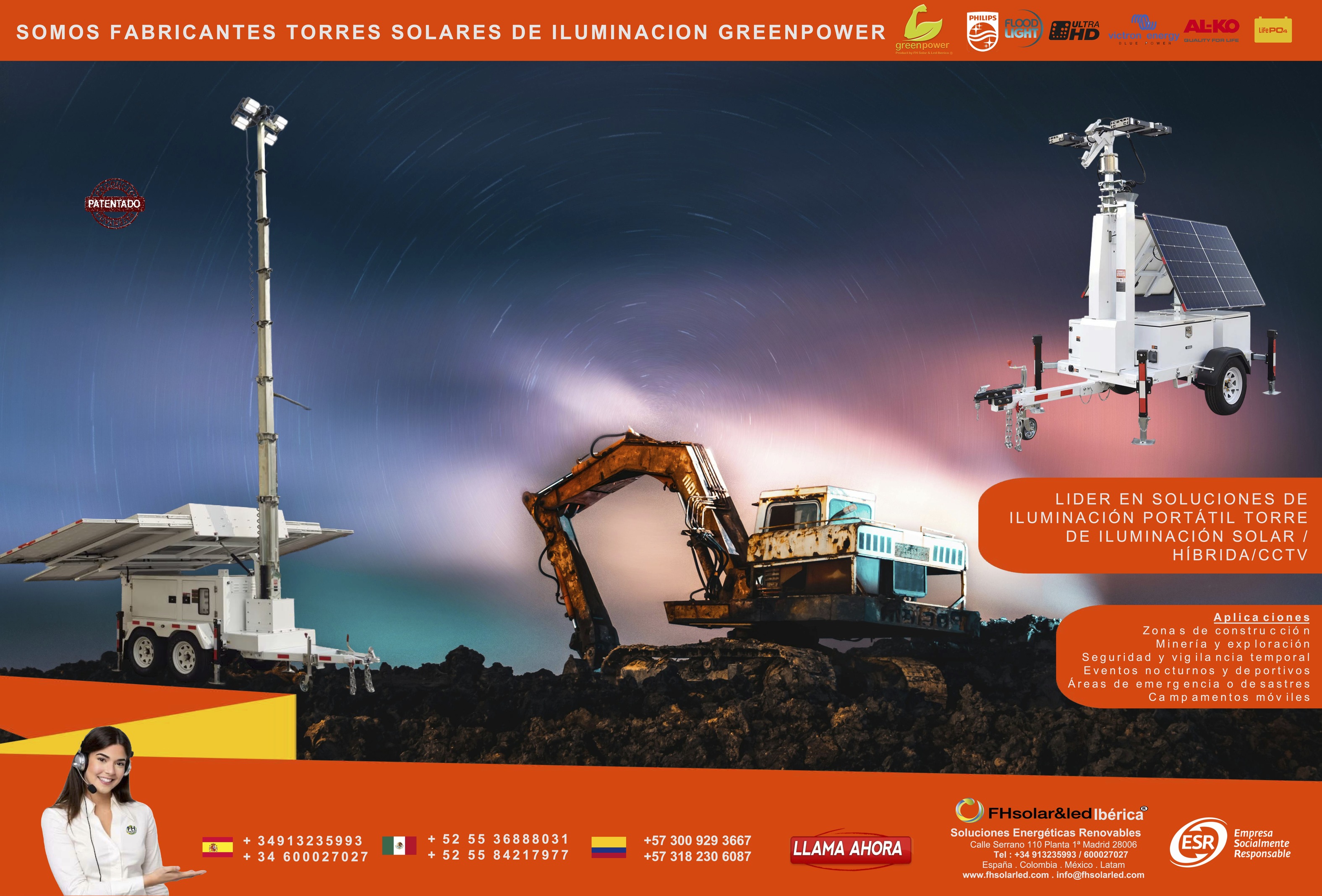 TORRES SOLARES DE ILUMINACIÓN LED GREENPOWER 3