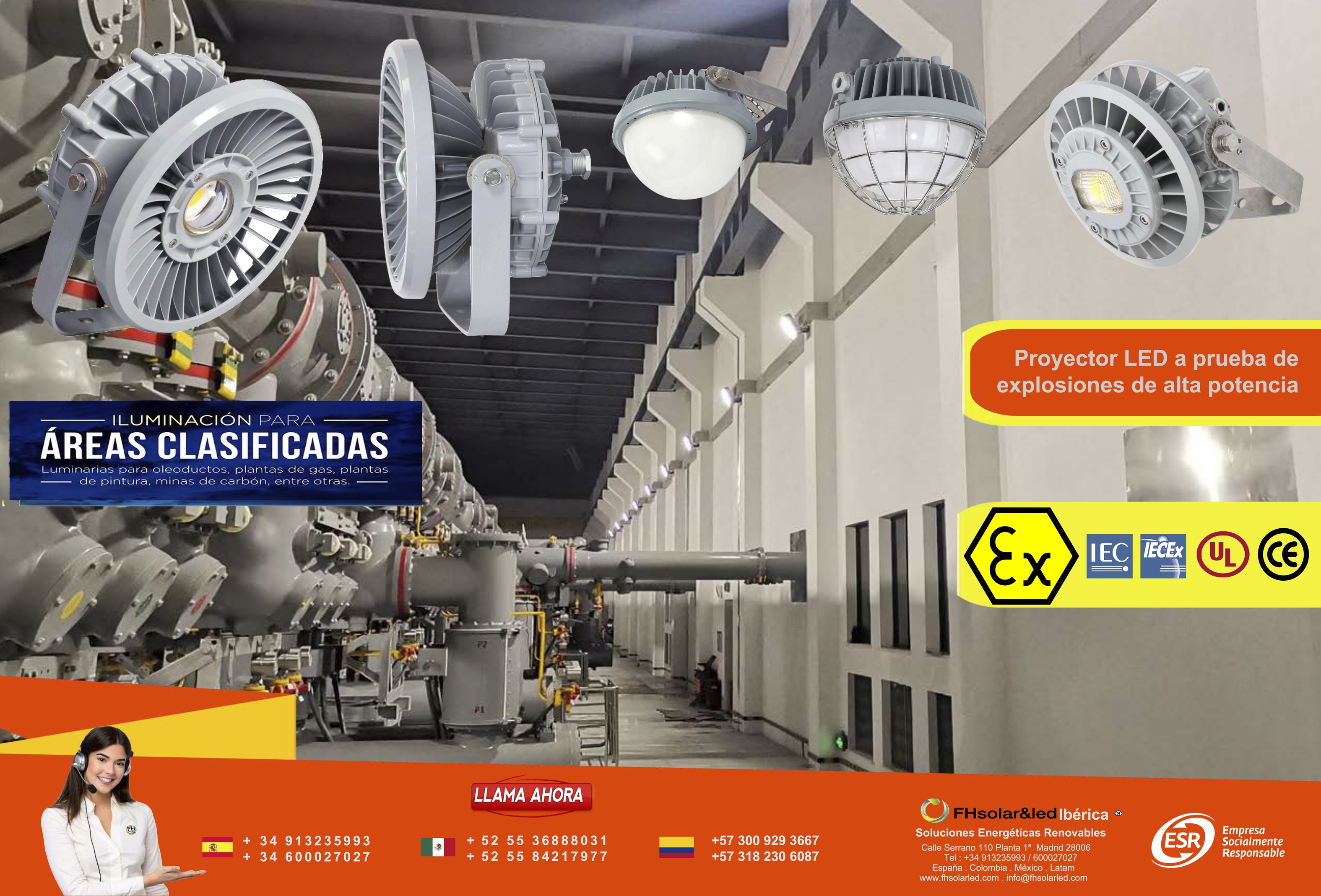 LUMINARIAS LED , ANTI EXPLOSIÓN , ANTICORROSION PARA ÁREAS CLASIFICADAS ATEX,Ex 3