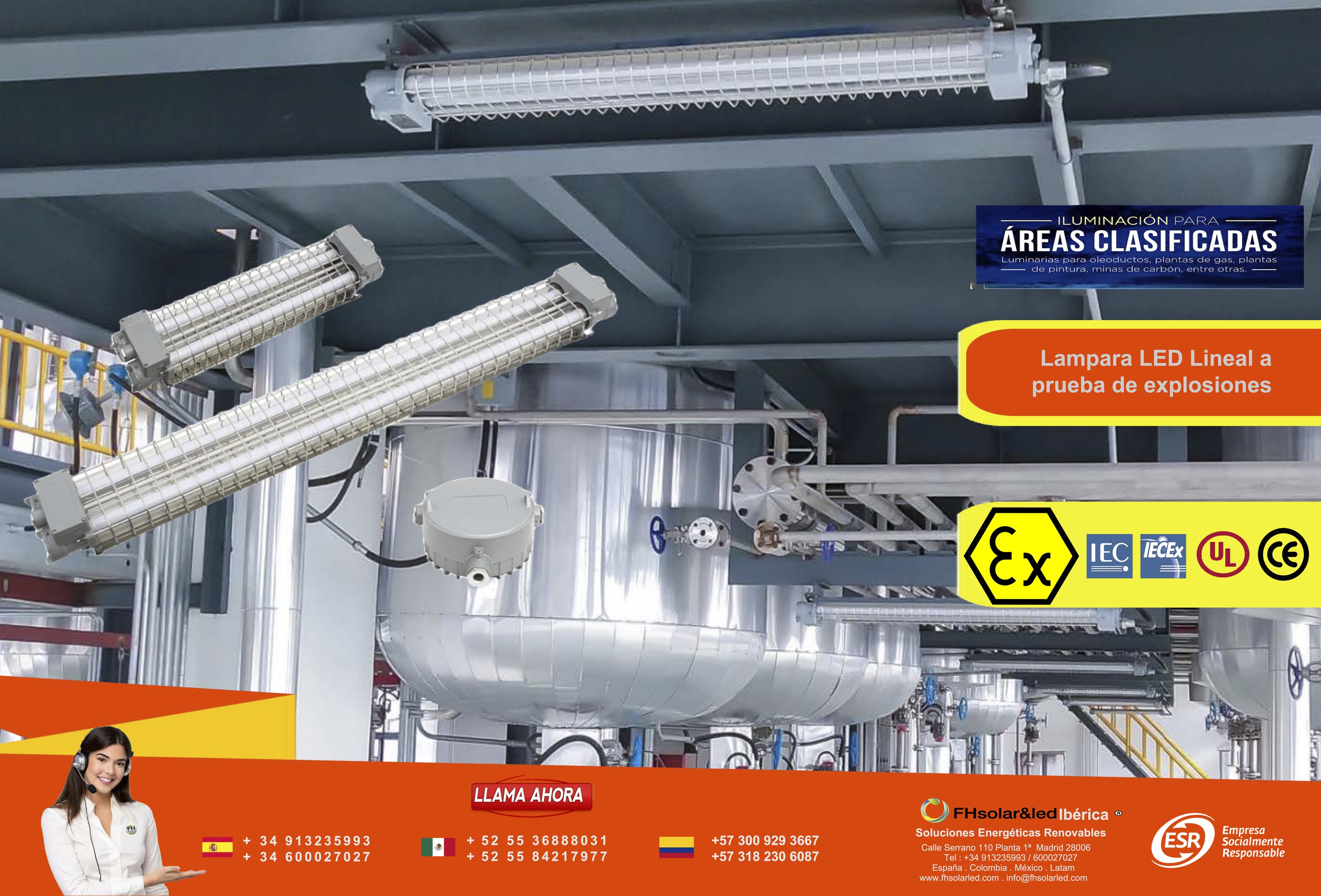 LUMINARIAS LED , ANTI EXPLOSIÓN , ANTICORROSION PARA ÁREAS CLASIFICADAS ATEX,Ex 2