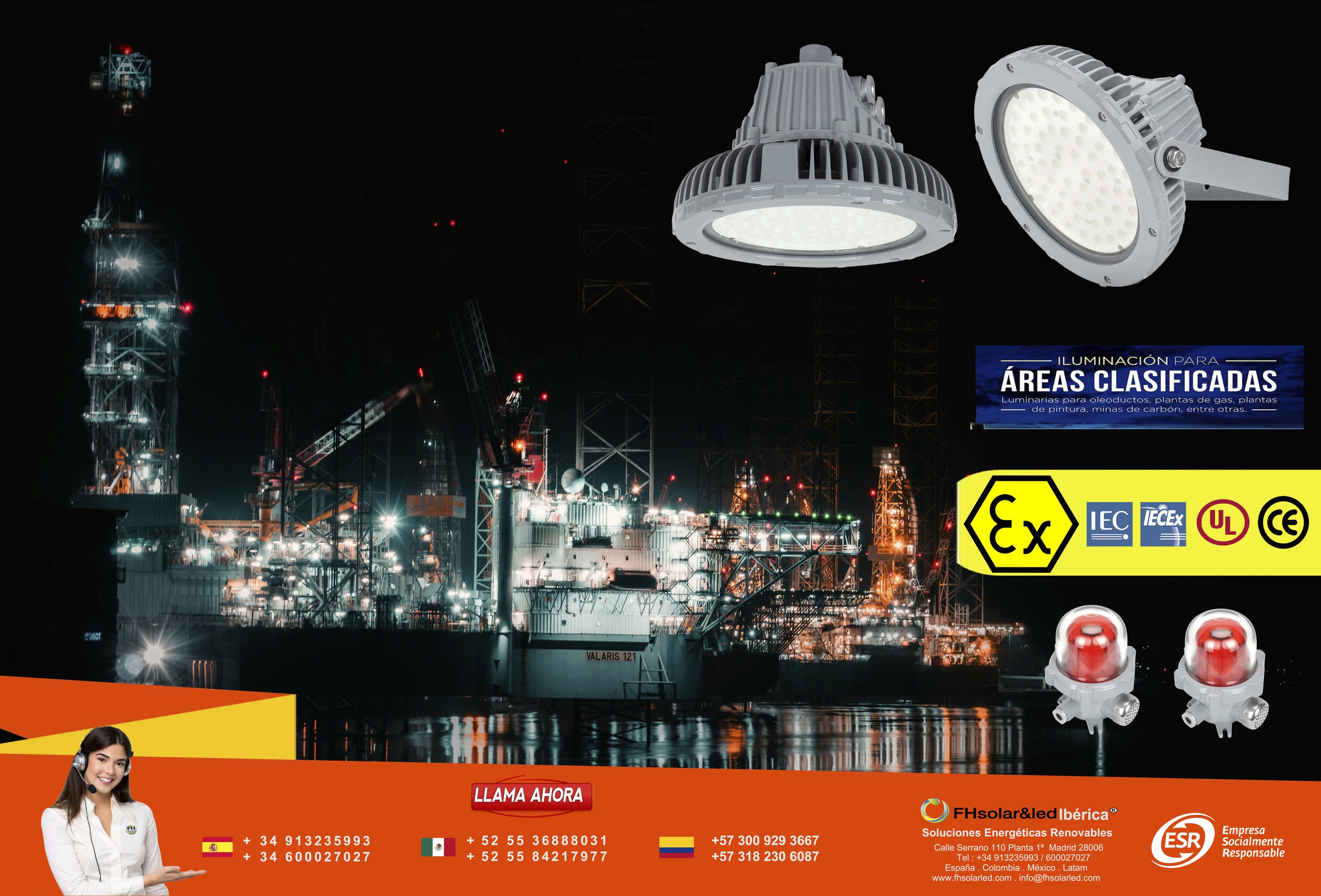 LUMINARIAS LED , ANTI EXPLOSIÓN , ANTICORROSION PARA ÁREAS CLASIFICADAS ATEX,Ex