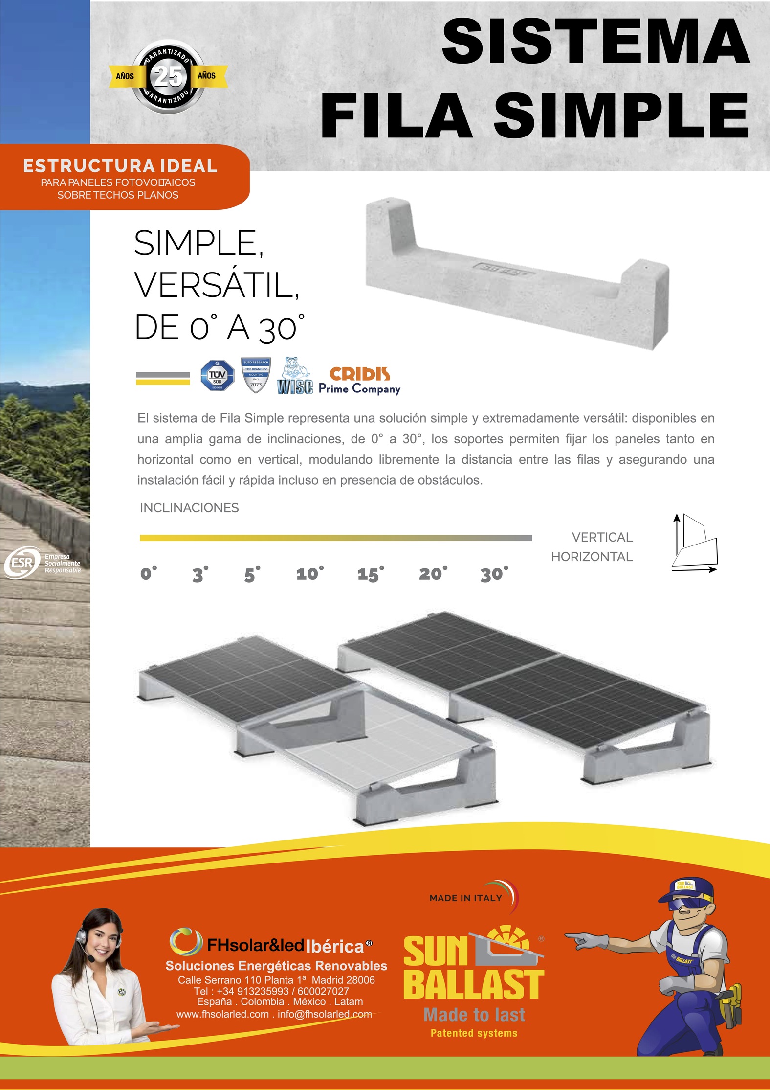 SOPORTE PARA MÓDULOS O PANELES SOLARES , INSTALACIONES EN TECHOS PLANOS , SIN PERFORACIONES  2