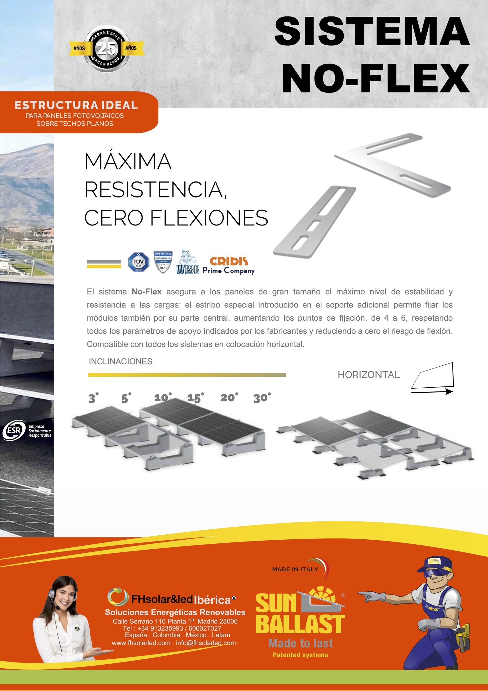SOPORTE PARA MÓDULOS O PANELES SOLARES , INSTALACIONES EN TECHOS PLANOS , SIN PERFORACIONES  4