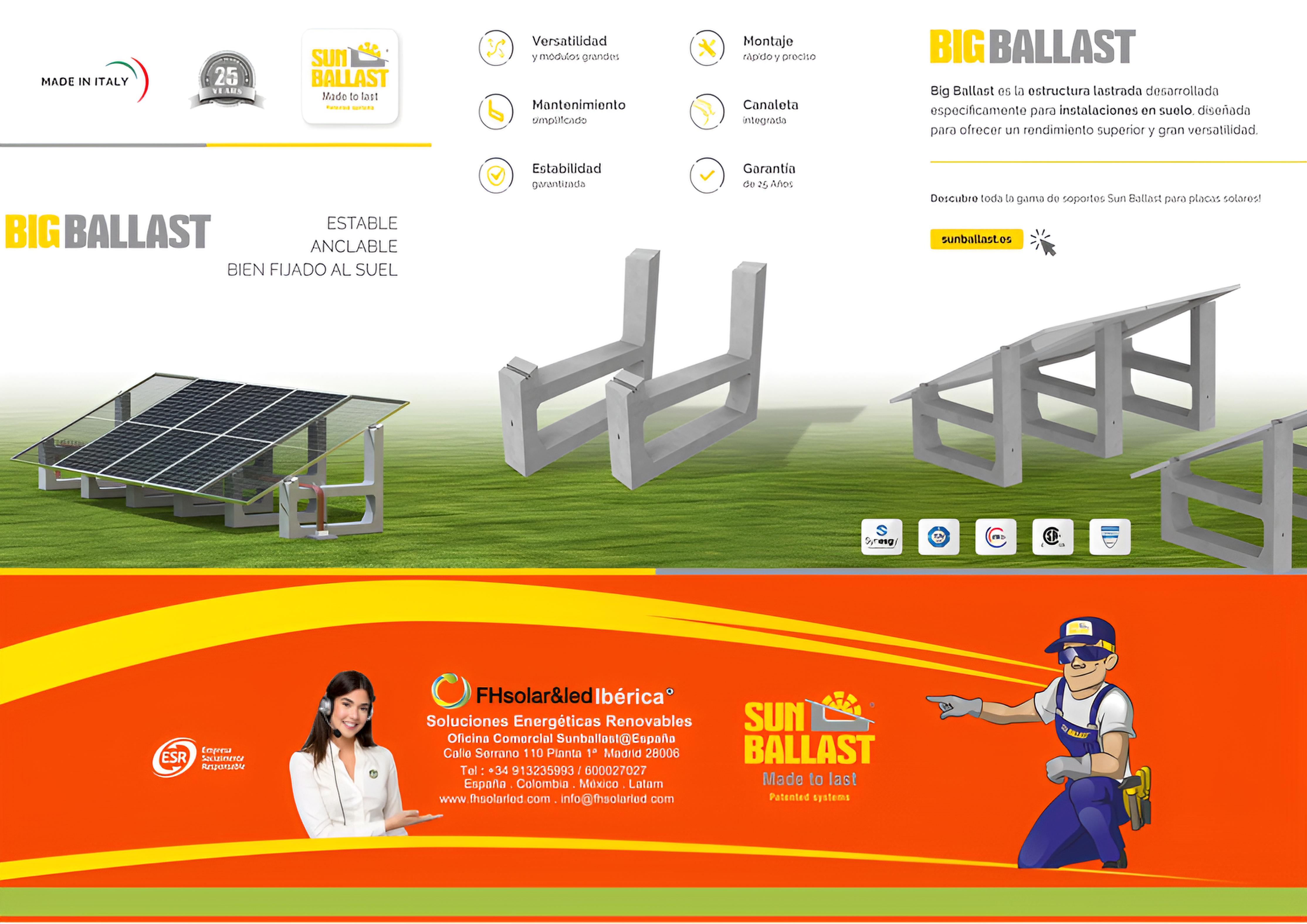 SOPORTE PARA PANELES SOLARES  EN SUELO . BIG BALLAST 2