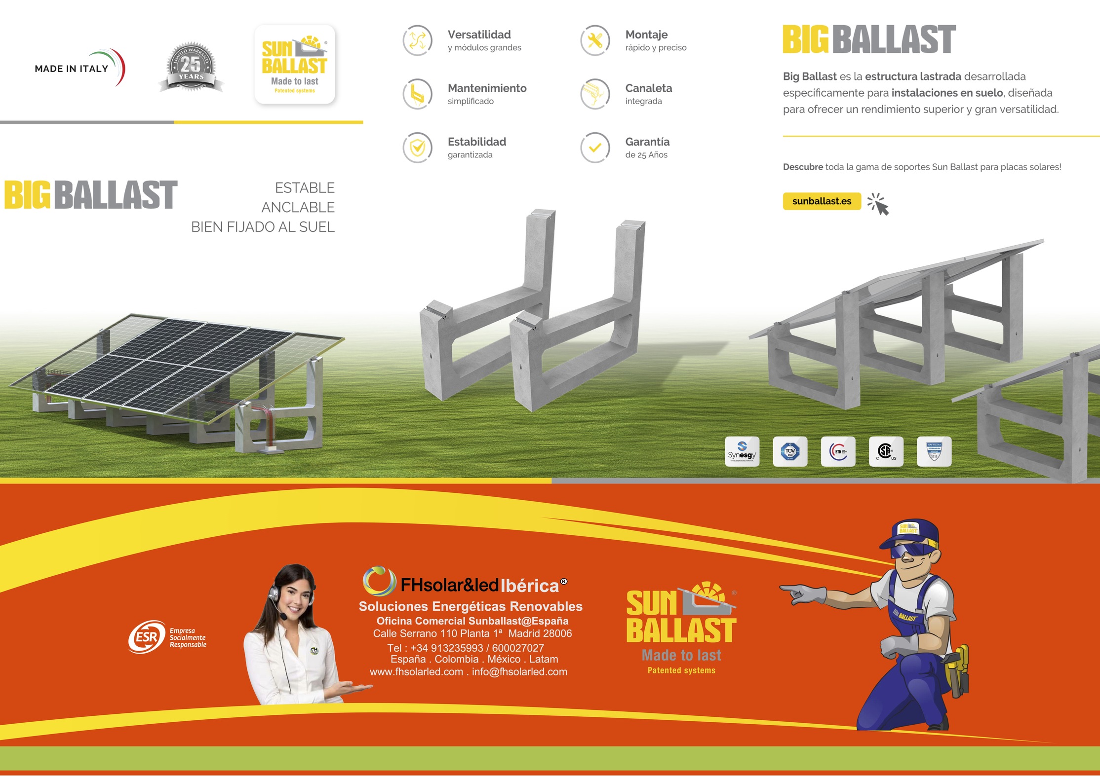 SOPORTE PARA PANELES SOLARES  EN SUELO . BIG BALLAST
